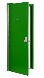 G20 steel door with optional continuous hinge, panic bar, outside operator and door viewer. Other options are available